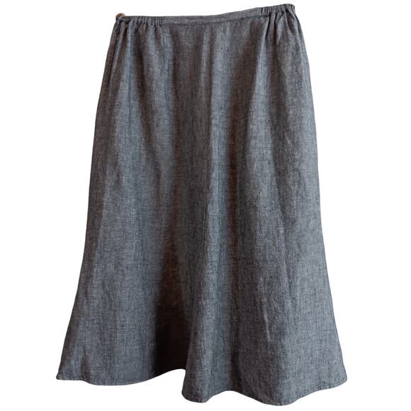 JM COLLECTION 100% Linen Midi Skirt Size 8 Petite A-Line Embroidery Beaded Gray‎ - Picture 2 of 7